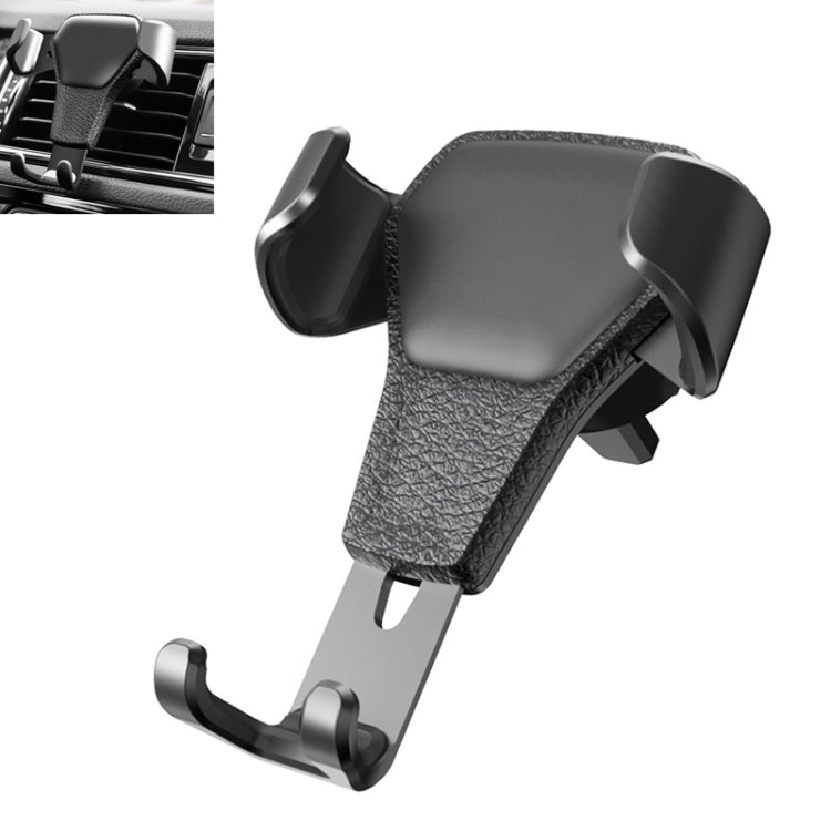 Litchi Texture Gravity Car Mount Black Phone Holder - MosAccessories.co.uk